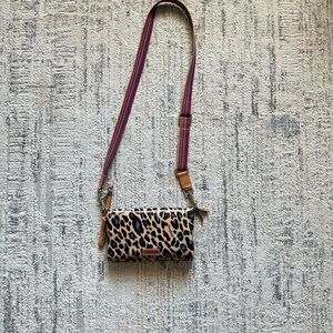 Consuela Leopard and Purple Crossbody Bag